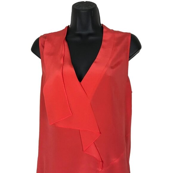 JUDITH & Charles Bright Orange 100% Silk Front & Viscose Back Blouse Size 8 - Picture 3 of 7